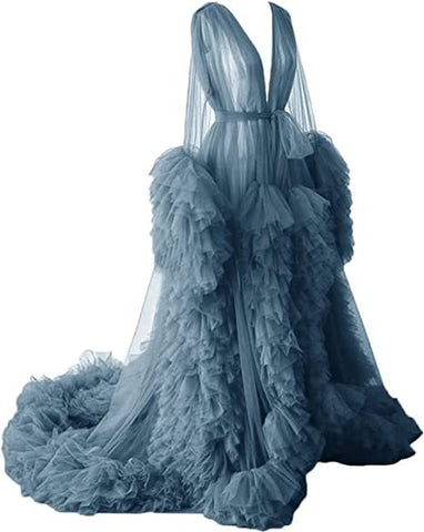 Falda larga de malla fina para maternidad, ropa de estudio fotográfico, bata sexy de mañana