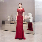Women's A-Line Evening Dress Sexy Prom Dresses Beaded Formal Dresses for Women