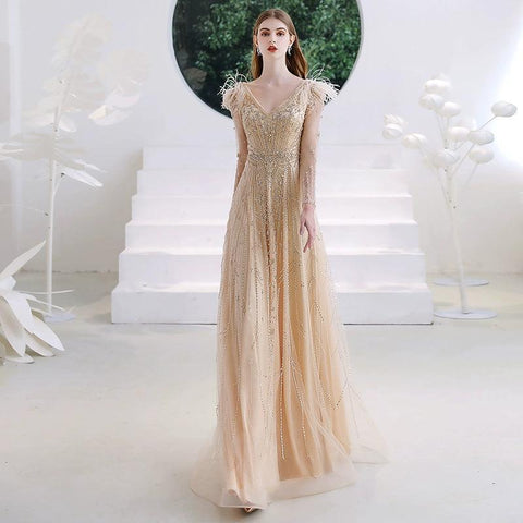 Robe de soirée trapèze sexy pour femme, sans manches, col en V, perles 