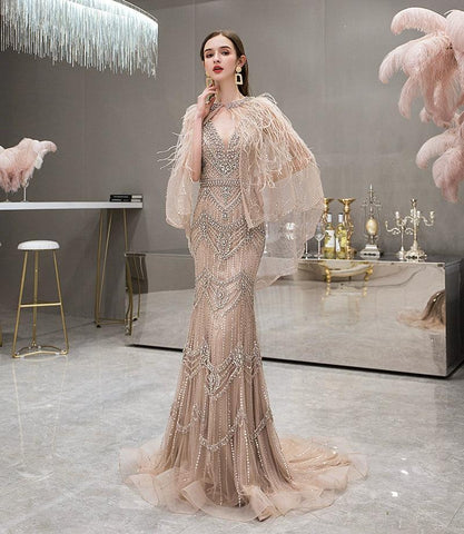 Vestido de noche de sirena para mujer, vestido de fiesta sexy con cuentas, vestido largo formal 