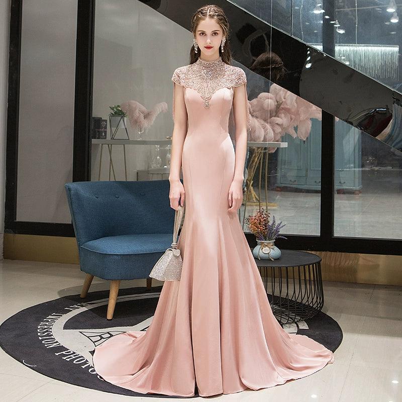 Women's Mermaid Evening Dress Sexy Beaded Prom Dresses for Women Long Lace Formal Dresses