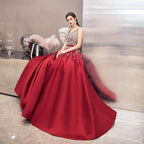 Robe de soirée sexy pour femme, coupe trapèze, robe de bal, robe de soirée perlée, sans manches 