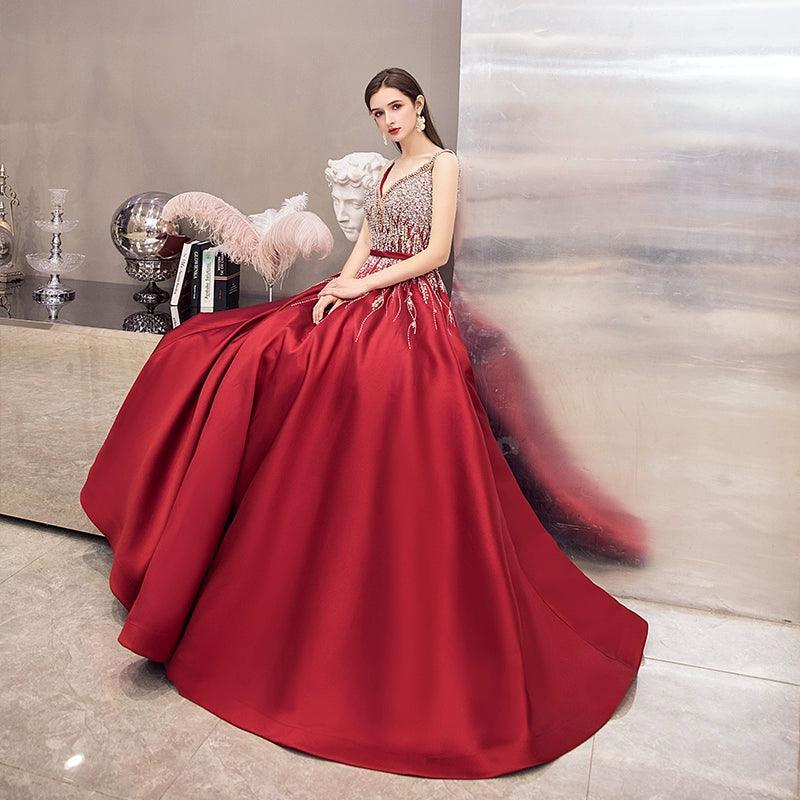 Robe de soirée sexy pour femme, coupe trapèze, robe de bal, robe de soirée perlée, sans manches 
