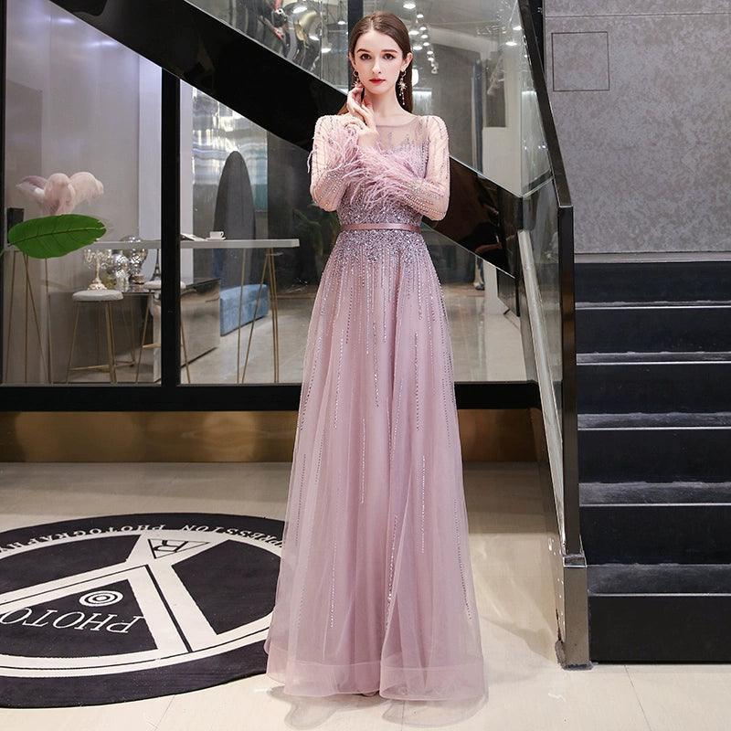 Vestidos de noche de corte A para mujer, vestidos de fiesta con cuentas, vestidos largos formales para mujer 