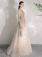 Women's V-Neck Evening Dress Sexy Prom Dresses Beaded Formal Dresses for Women