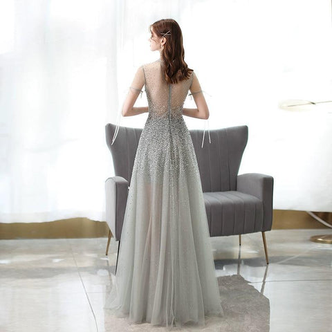 Robe de soirée trapèze sexy pour femme, robe de bal perlée 