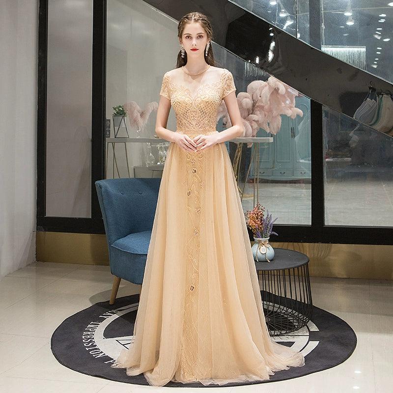 Women's A-Line Evening Dress Sexy Prom Dresses Beaded Formal Dresses for Women