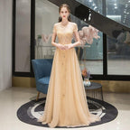 Women's A-Line Evening Dress Sexy Prom Dresses Beaded Formal Dresses for Women