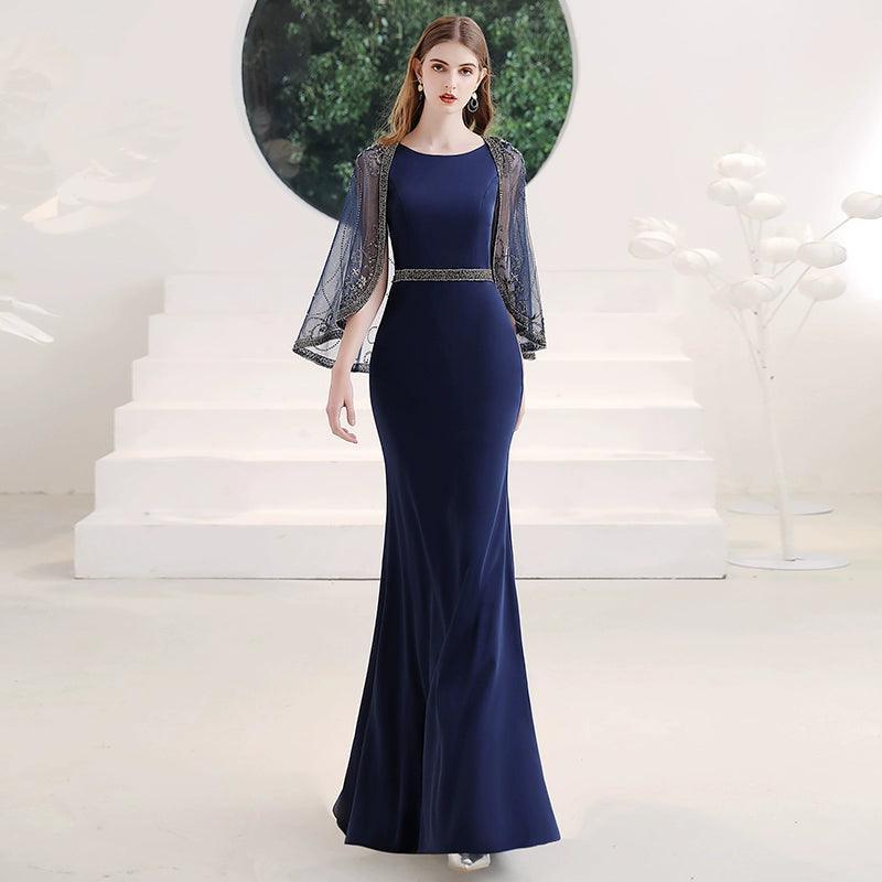 Robe de soirée sirène sexy pour femme, robe de bal perlée, robe longue de soirée 