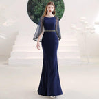 Robe de soirée sirène sexy pour femme, robe de bal perlée, robe longue de soirée 