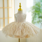 Vestido de champán para bebé niña en su primer cumpleaños 