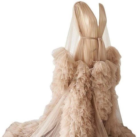 Falda larga de malla fina para maternidad, ropa de estudio fotográfico, bata sexy de mañana