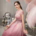 Robe de soirée trapèze sexy pour femme, sans manches, avec perles 