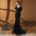 Vestido de noche de sirena para mujer, vestido de fiesta largo con cuentas y escote en V, vestido formal para mujer 