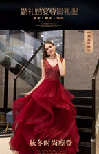 Robe de soirée longue pour femme, robe de bal, robe de mariée perlée sans manches 