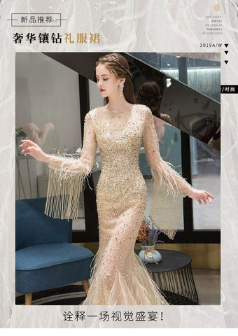 Robe de soirée sirène longue et sexy pour femme Baoleely, robe de bal perlée 