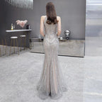 Baoleely Mermaid Prom Dresses Sleeveless Evening Dress Beaded Sexy Formal Dress for Women