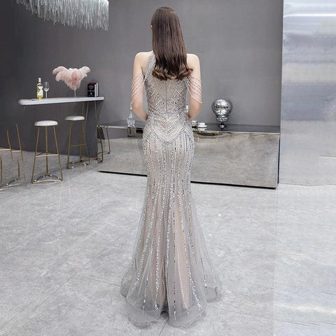 Robe de soirée sirène Baoleely, sans manches, avec perles, tenue de soirée sexy pour femme 