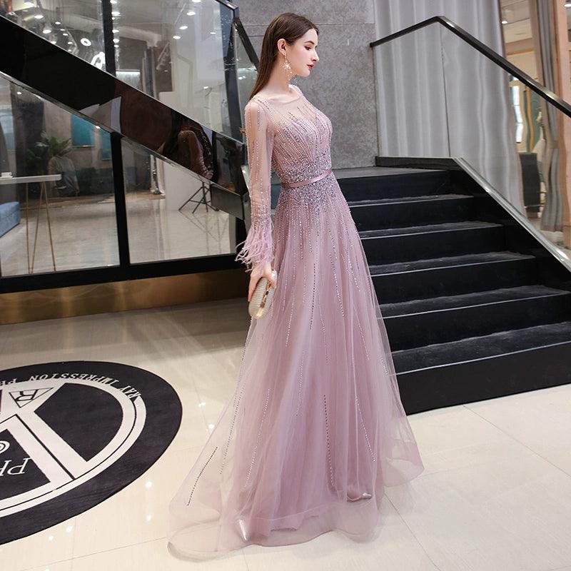 Vestidos de noche de corte A para mujer, vestidos de fiesta con cuentas, vestidos largos formales para mujer 