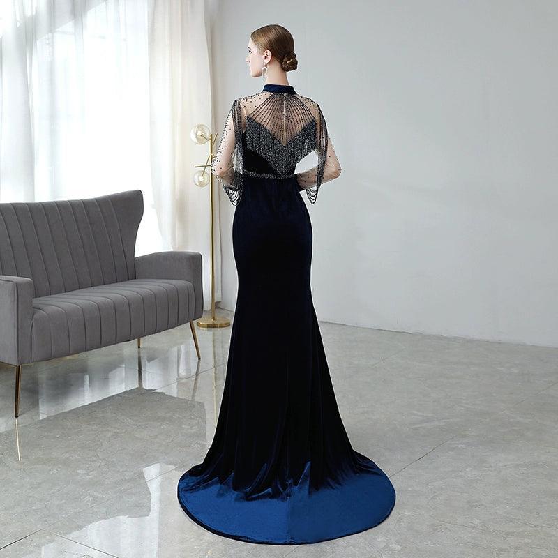 Robe de soirée sexy pour femme, robe de bal sirène, longue, perlée 
