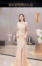 Vestido de noche de sirena para mujer, vestido de fiesta sexy con cuentas, vestido largo formal para mujer 