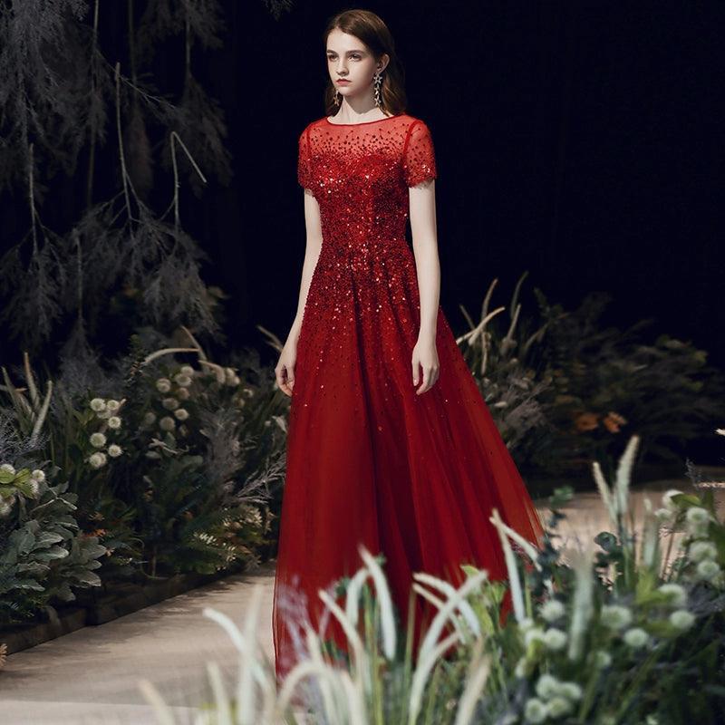 Vestido de noche de corte A para mujer, vestido de fiesta sexy sin mangas con cuentas, vestido formal para mujer 