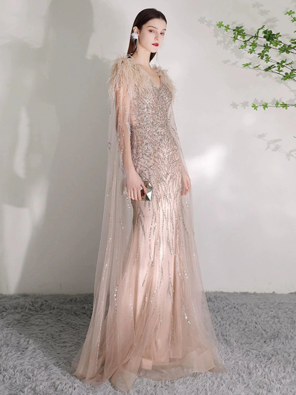 Robe de soirée sirène longue et sexy pour femme, tenue de bal perlée 