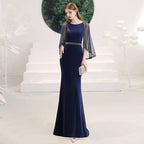Robe de soirée sirène sexy pour femme, robe de bal perlée, robe longue de soirée 