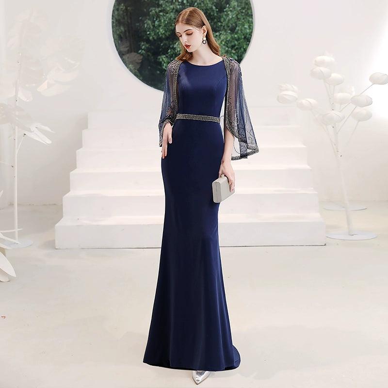 Robe de soirée sirène sexy pour femme, robe de bal perlée, robe longue de soirée 