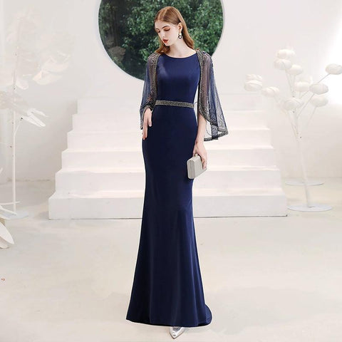 Robe de soirée sirène sexy pour femme, robe de bal perlée, robe longue de soirée 