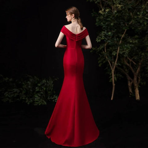 Robe de soirée sirène longue pour femme, col en V, robe de soirée élégante 