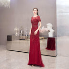 Women's A-Line Evening Dress Sexy Prom Dresses Beaded Formal Dresses for Women