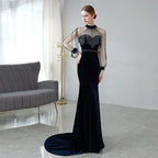 Robe de soirée sexy pour femme, robe de bal sirène, longue, perlée 