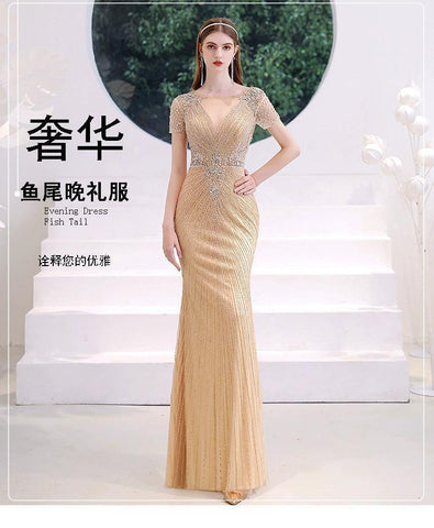 Women's Mermaid Evening Dress Sexy Beaded Prom Dresses Long Formal Dresses for Women