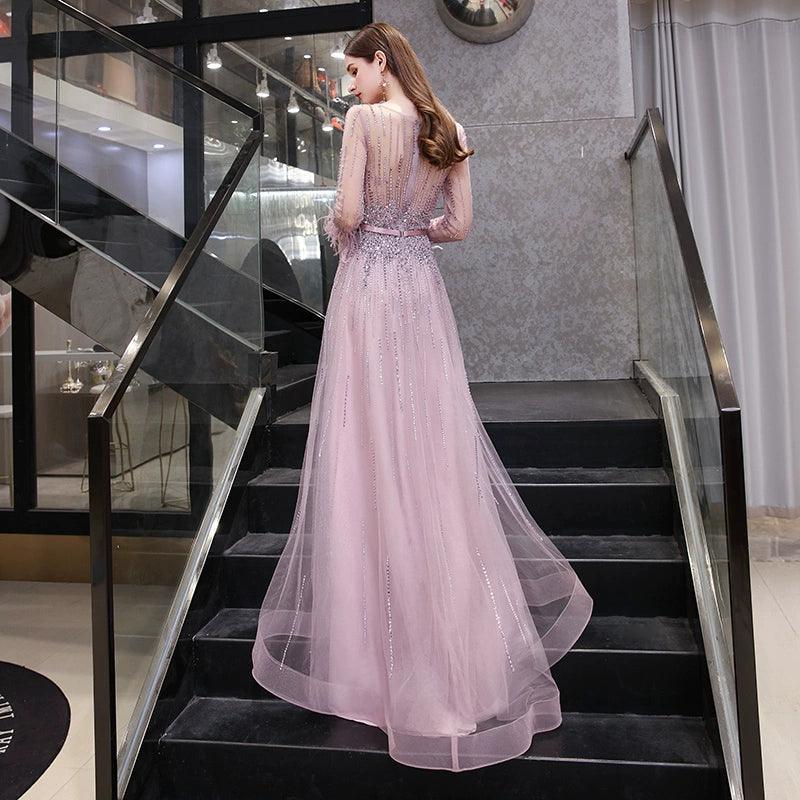 Vestidos de noche de corte A para mujer, vestidos de fiesta con cuentas, vestidos largos formales para mujer 