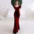 Vestido de noche de sirena para mujer, con escote en V, adornado con cuentas, vestido largo y sexy para graduación. 