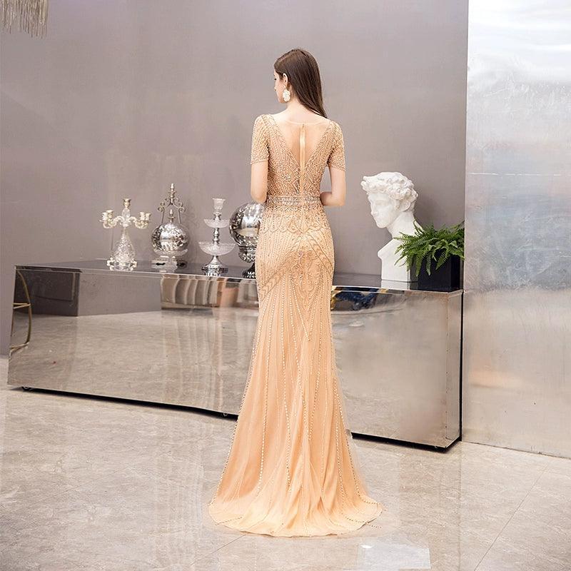 Vestido de noche de sirena para mujer, vestido de fiesta sexy, vestido largo formal con cuentas para mujer 