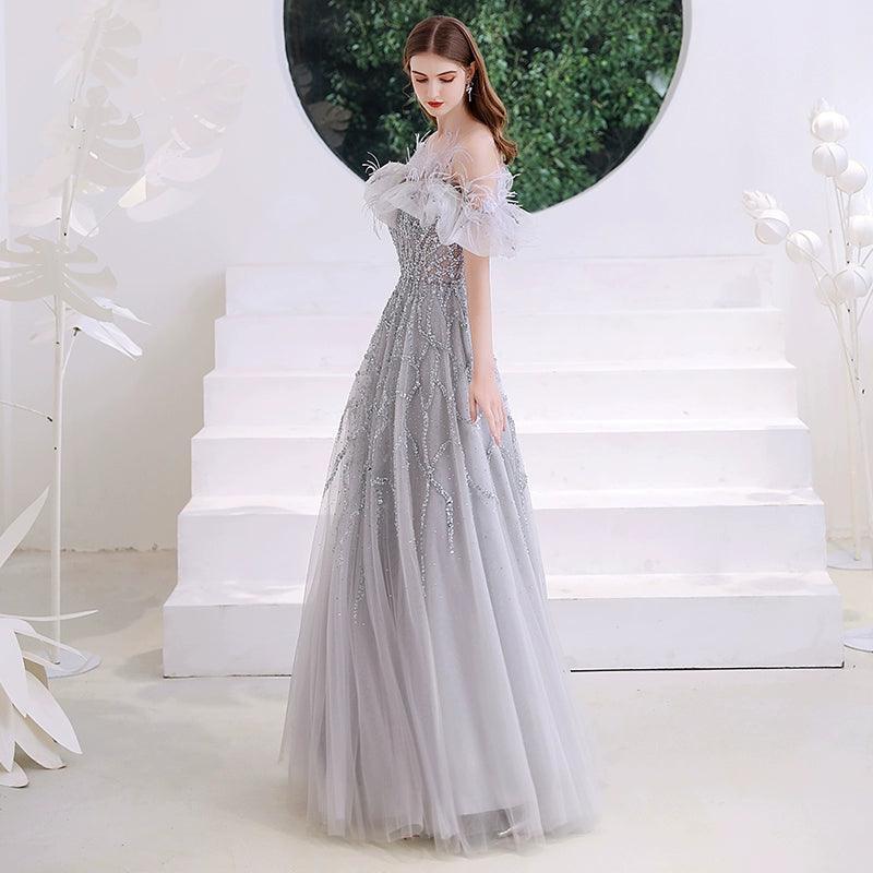Baoleely Women's A-Line Evening Dress Beaded Sexy Prom Dresses Long Formal Dresses for Women