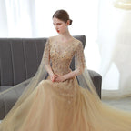 Vestidos de noche largos de corte A para mujer, vestidos de fiesta con cuentas, vestidos formales para mujer 