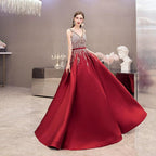 Robe de soirée sexy pour femme, coupe trapèze, robe de bal, robe de soirée perlée, sans manches 