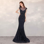 Robe de soirée sirène longue pour femme, robe de bal perlée 