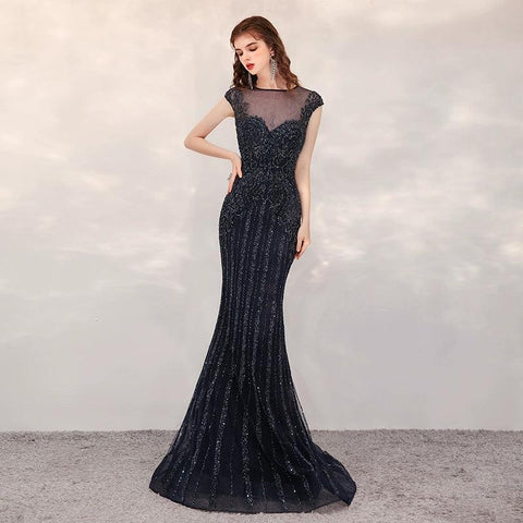 Women's Mermaid Evening Dress Long Prom Dresses Beaded Formal Dresses for Women