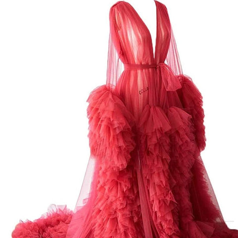 Falda larga de malla fina para maternidad, ropa de estudio fotográfico, bata sexy de mañana