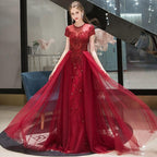 Women's A-Line Evening Dress Sexy Prom Dresses Beaded Formal Dresses for Women