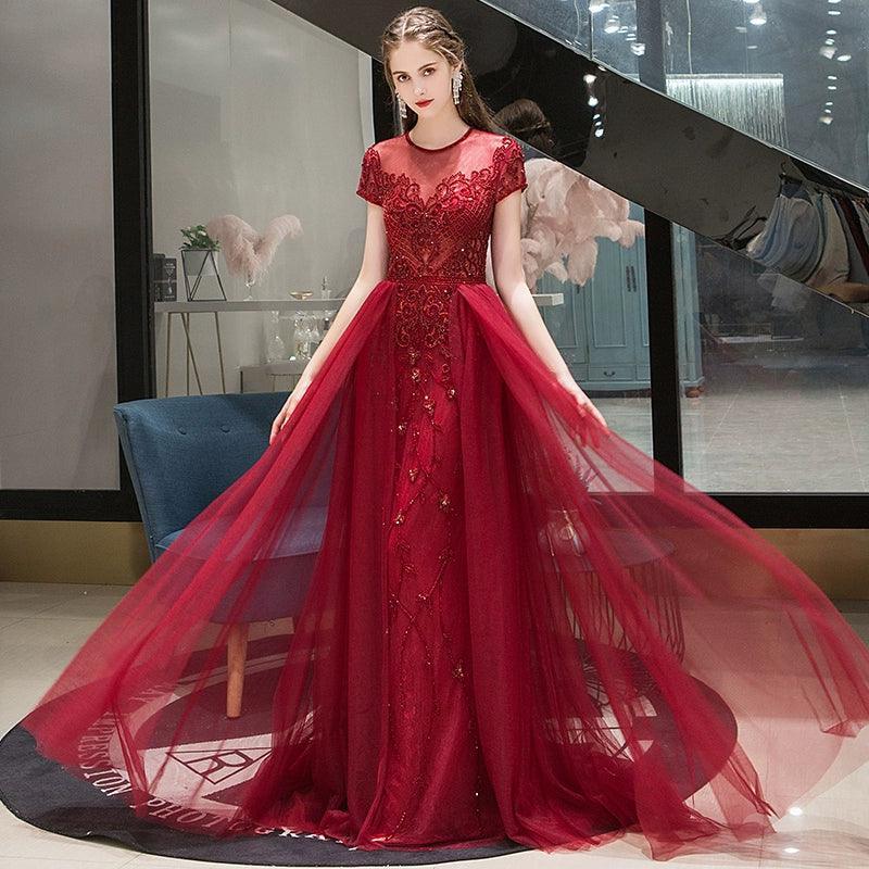Women's A-Line Evening Dress Sexy Prom Dresses Beaded Formal Dresses for Women