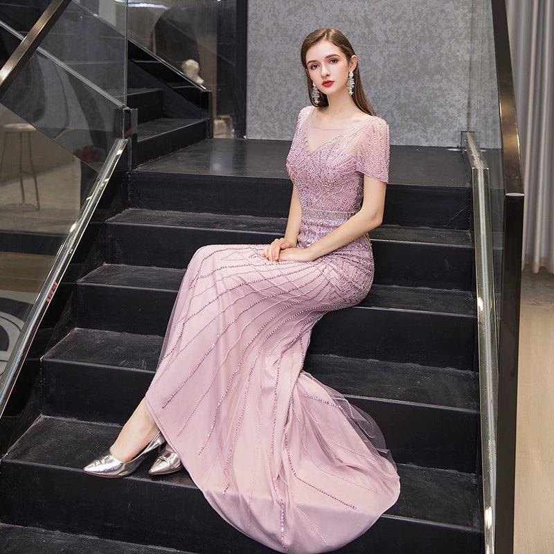 Baoleely Women's A-Line Evening Dress Sexy Prom Dresses Beaded Formal Dresses for Women