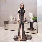 Robe de soirée sexy pour femme, robe de soirée longue perlée, robe de bal pour femme 