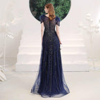 Robe de soirée à col en V, robe de bal sexy, robe de soirée perlée pour femme 
