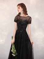 Women's A-Line Evening Dress Long Prom Dresses Sleeveless Beaded Formal Dresses for Women