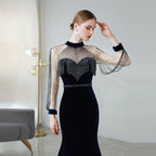 Robe de soirée sexy pour femme, robe de bal sirène, longue, perlée 